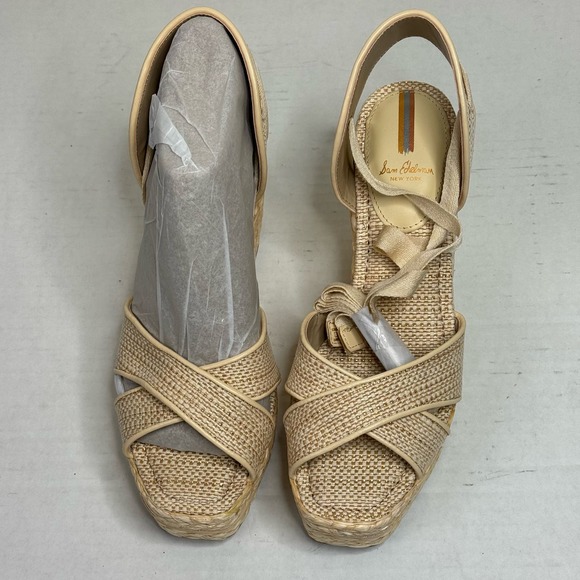 Sam Edelman Tan Vaughn Open Toe Wedges NEW Size 9M - Picture 3 of 10